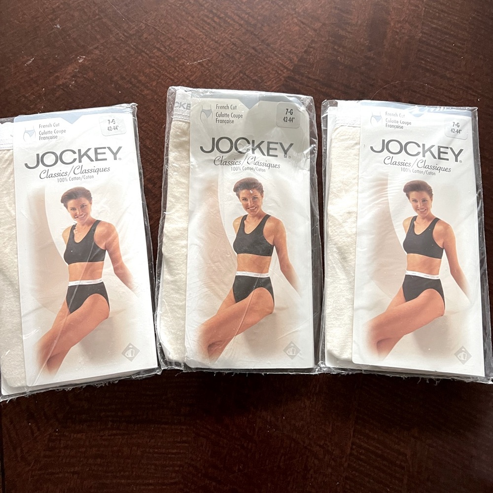 Vintage 3 PAIRS Jockey Classics French Cut Panties underwear Size 7 NEW IVORY